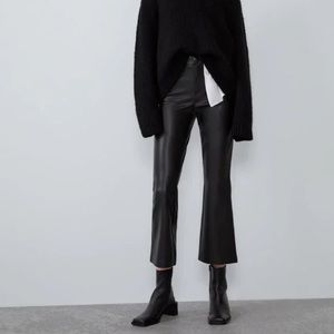 Zara faux leather kick flare pants